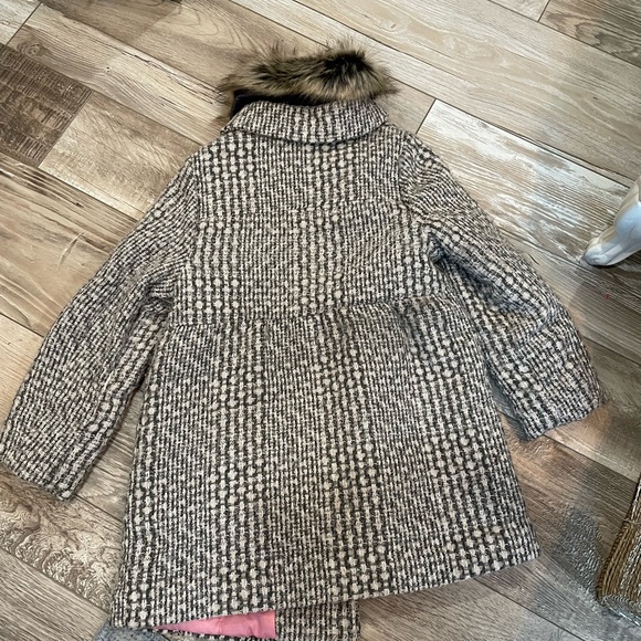 Jessica Simpson long tweed coat with removable faux fur collar - Picture 2 of 4